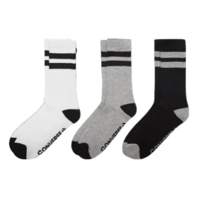 Calcetines clásicos de doble raya, tres pares «Blanco Gris Negro»