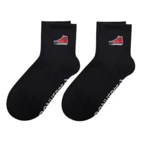 Calcetines cortos con parche bordado de zapatillas, dos pares «Negro»