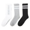 Calcetines cortos con rayas y logotipo, tres pares «Blanco, gris, negro»
