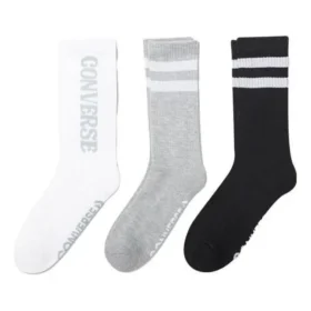 Calcetines cortos con rayas y logotipo, tres pares «Blanco, gris, negro»