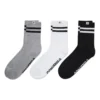 Calcetines cortos con rayas y logotipo, tres pares «Negro Gris Blanco»