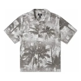 Camisa de botones Resort Palm Trees, tallas asiáticas «Black Palm»