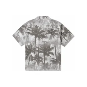 Camisa de botones Resort Palm Trees, tallas asiáticas «Black Palm»