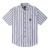 Camisa de manga corta a rayas con botones Tallas asiáticas «Azul»