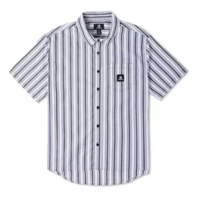 Camisa de manga corta a rayas con botones Tallas asiáticas «Azul»