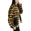 Camisa de manga larga con botones, tejido de patchwork a cuadros, tallas asiáticas «Amarillo»