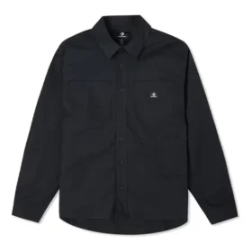 Camisa de manga larga con botones y bolsillos de carpintero, tallas asiáticas, «Negro»