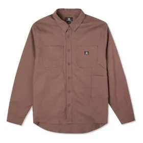 Camisa de manga larga con botones y bolsillos de carpintero, tallas asiáticas «Nuez de Brasil»