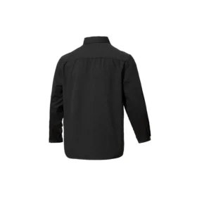 Camisa de sarga de manga larga con botones – Tallas asiáticas “Negro”