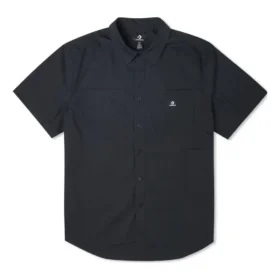 Camisa de sastre tejida lisa con botones, tallas asiáticas, «Negro»