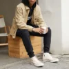 Camisa de trabajo de lona lavada con cremallera completa Tallas asiáticas «Nomad Khaki»