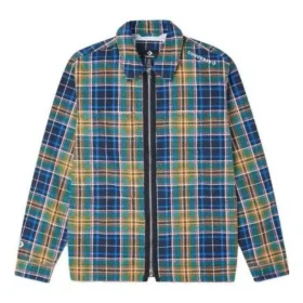 Camisa utilitaria con estampado integral y cremallera frontal, tallas asiáticas «Azul»