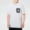 Camiseta casual de manga corta con bolsillo para hombre, color blanco