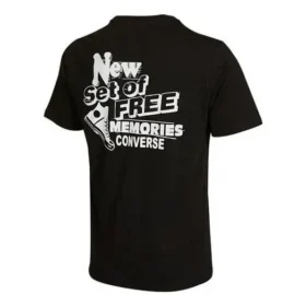 Camiseta casual de manga corta con cuello redondo y estampado en la espalda para hombre de Converse, color negro