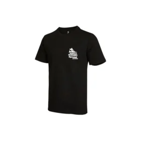 Camiseta casual de manga corta con cuello redondo y estampado en la espalda para hombre de Converse, color negro