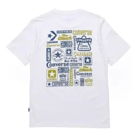 Camiseta casual de manga corta para hombre Converse con estampado del logotipo, color blanco