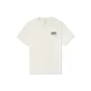 Camiseta casual retro de manga corta con estampado de letras en amarillo crema