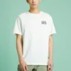 Camiseta casual retro de manga corta con estampado de letras en amarillo crema