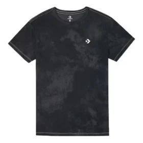 Camiseta casual retro lavada de manga corta, color negro