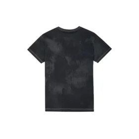 Camiseta casual retro lavada de manga corta, color negro