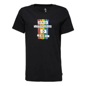Camiseta clásica básica de corte ajustado con estampado y manga corta, color negro
