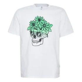 Camiseta con calaveras, flores y gafas de sol – Tallas asiáticas «White»