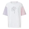 Camiseta con logo impreso, tallas asiáticas «Blanco Rosa»