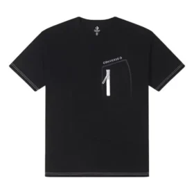 Camiseta con logo y bolsillo con cremallera, tallas asiáticas, «Negro»