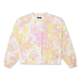 Camiseta de algodón con estampado floral lavado y cuello redondo, tallas asiáticas «Rosa»