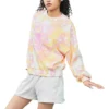 Camiseta de algodón con estampado floral lavado y cuello redondo, tallas asiáticas «Rosa»