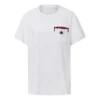 Camiseta de cuello redondo con bolsillo y manga corta, color blanco