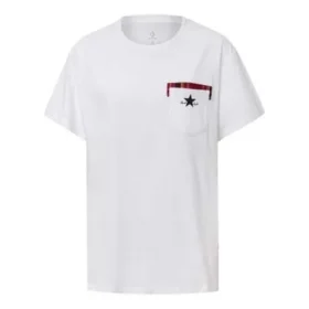 Camiseta de cuello redondo con bolsillo y manga corta, color blanco Camiseta de cuello redondo con bolsillo y manga corta, color blanco