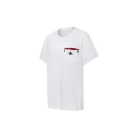 Camiseta de cuello redondo con bolsillo y manga corta, color blanco Camiseta de cuello redondo con bolsillo y manga corta, color blanco