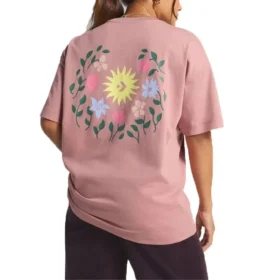 Camiseta de cuello redondo con estampado floral, tallas asiáticas, «rosa» Camiseta de cuello redondo con estampado floral, tallas asiáticas, «rosa»