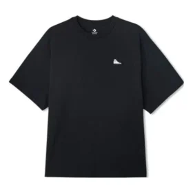 Camiseta de cuello redondo con parche de zapatillas Chuck Taylor Tallas asiáticas «Negro»