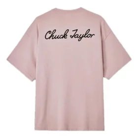 Camiseta de cuello redondo con parche de zapatillas Chuck Taylor, tallas asiáticas «Pink»