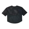 Camiseta de malla suelta transpirable de manga corta, color negro