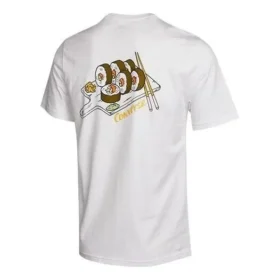 Camiseta de manga corta con bolsillo y estampado de sushi, tallas asiáticas «Blanco»