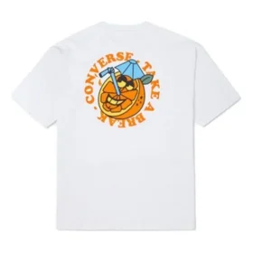 Camiseta de manga corta con cuello redondo holgada con estampado de dibujos animados de Converse para hombre, color blanco Camiseta de manga corta con cuello redondo holgada con estampado de dibujos animados de Converse para hombre, color blanco