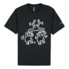 Camiseta de manga corta con cuello redondo y estampado de dibujos animados de Converse x Keith Haring para hombre, color negro