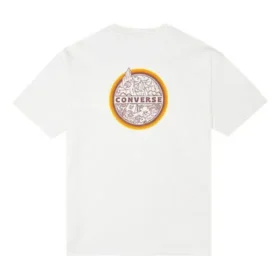 Camiseta de manga corta con cuello redondo y estampado del logotipo de Converse para hombre, color blanco Camiseta de manga corta con cuello redondo y estampado del logotipo de Converse para hombre, color blanco
