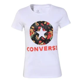 Camiseta de manga corta con estampado de flores, color blanco Camiseta de manga corta con estampado de flores, color blanco