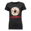 Camiseta de manga corta con estampado de flores, color negro