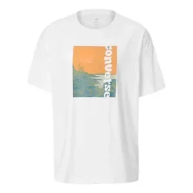 Camiseta de manga corta con estampado de letras en horizontal, color blanco Camiseta de manga corta con estampado de letras en horizontal, color blanco