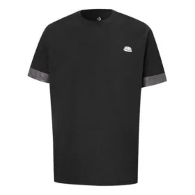 Camiseta de manga corta Converse City para hombre con puños en colores contrastantes, cuello redondo, negro
