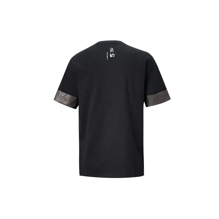 Camiseta de manga corta Converse City para hombre con puños en colores contrastantes, cuello redondo, negro