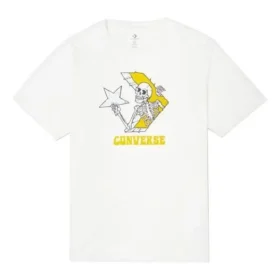 Camiseta de manga corta de cuello redondo de punto con estampado esquelético de Converse para hombre, color blanco