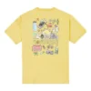 Camiseta de manga corta de cuello redondo holgada y casual para hombre Converse con estampado de caricaturas y grafitis en la espalda, color dorado