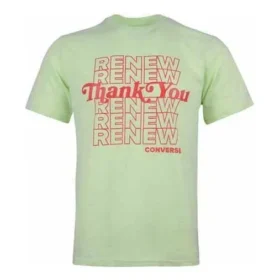 Camiseta de manga corta para hombre Converse Renew con estampado de letras, color verde