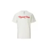 Camiseta de manga corta reversible con estampado de letras, color blanco cremoso